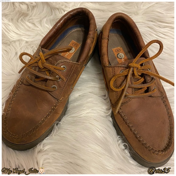 Earth Shoes Boone Mens Brown Leather Casual Boat 4000684 Suede Size 8 - Picture 2 of 7